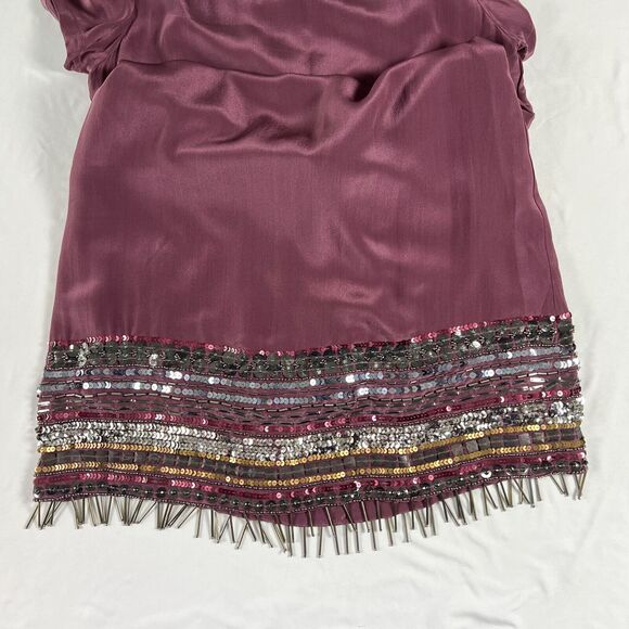 Nicole Miller Artelier Silk Shift Mini Dress M Beaded Retro Indie Maximalist Y2K - Picture 9 of 13